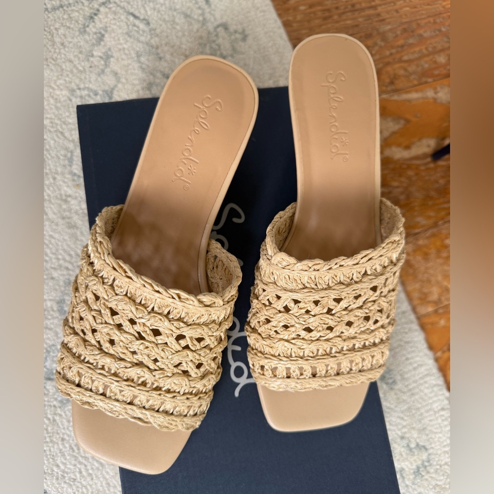 Splendid Beige Woven Slide Sandals